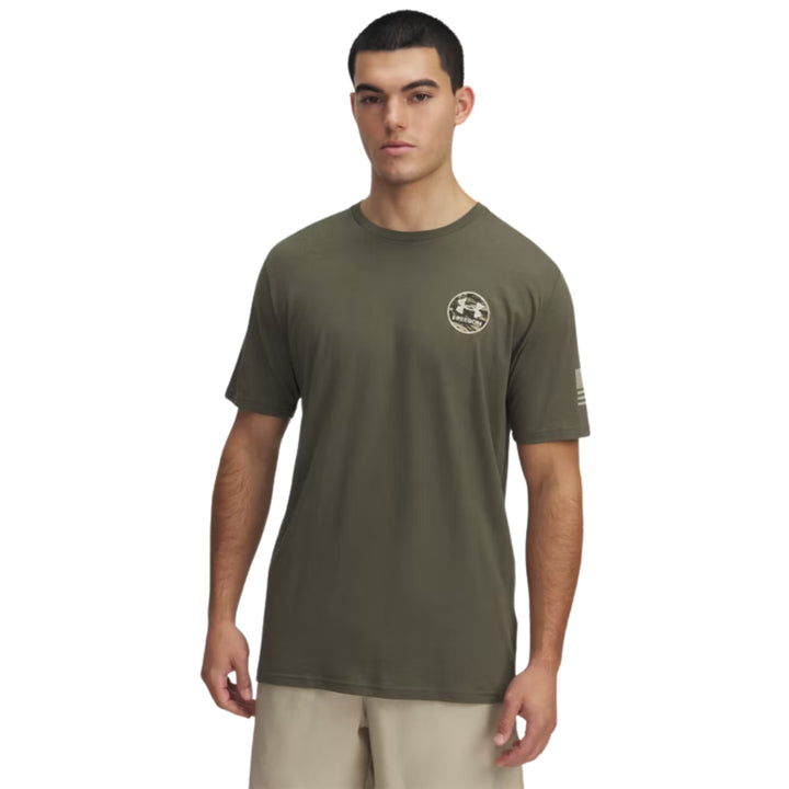 Army Under Armour Freedom By Land Skull T-Shirt (OD Green)