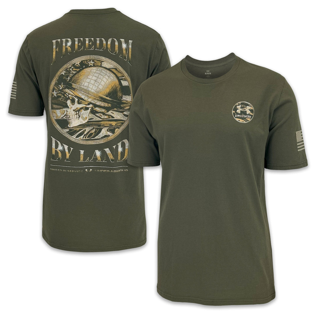 Army Under Armour Freedom By Land Skull T-Shirt (OD Green)