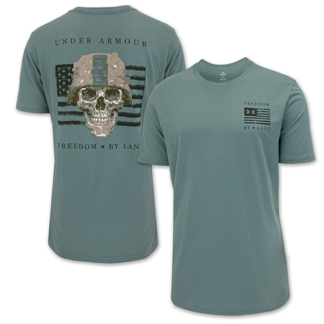 Army Under Armour Freedom By Land Skull T-Shirt (Green)