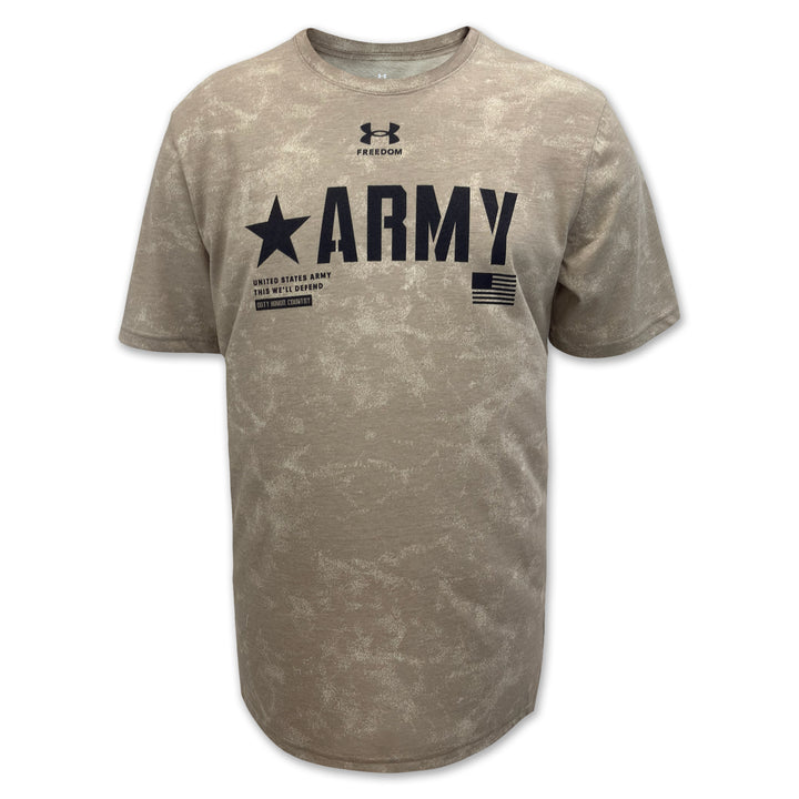 Army Under Armour Freedom Performance Cotton Washed T-Shirt (Tan)