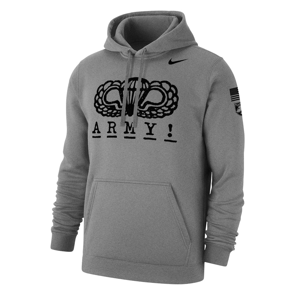 Army Nike 2024 Rivalry Airborne Logo Club Fleece Hood (Grey)