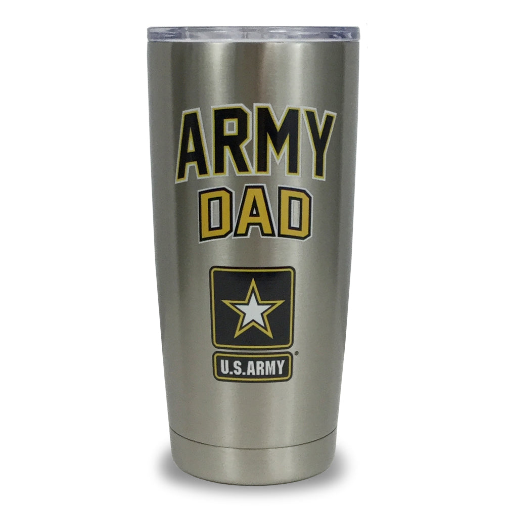 Army Dad Stainless Steel Tumbler (Silver)