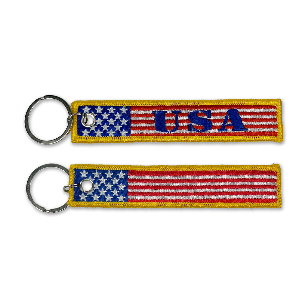 USA Double Sided Embroidered Key Chain