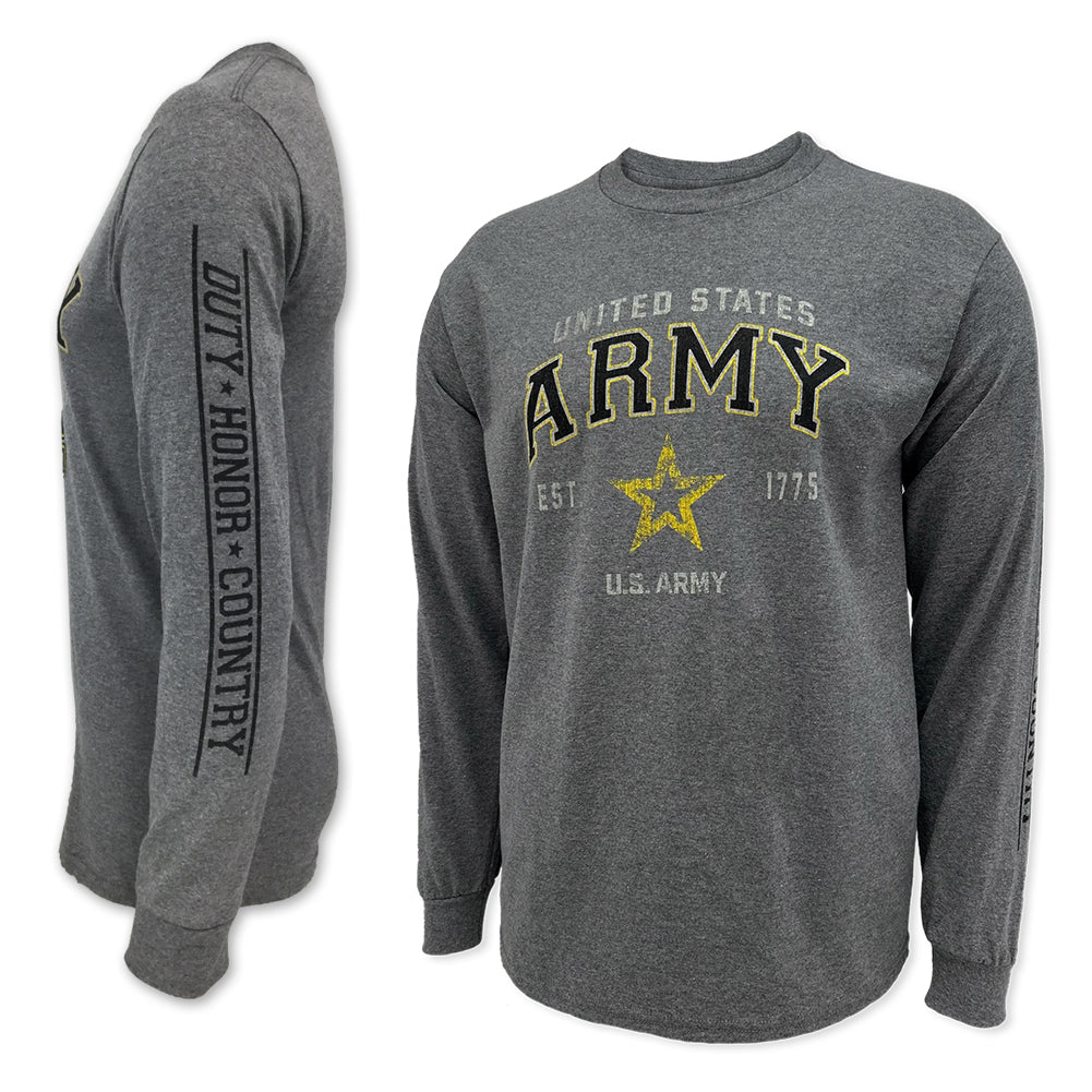 Army Star Est. 1775 Long Sleeve T-Shirt (Grey)