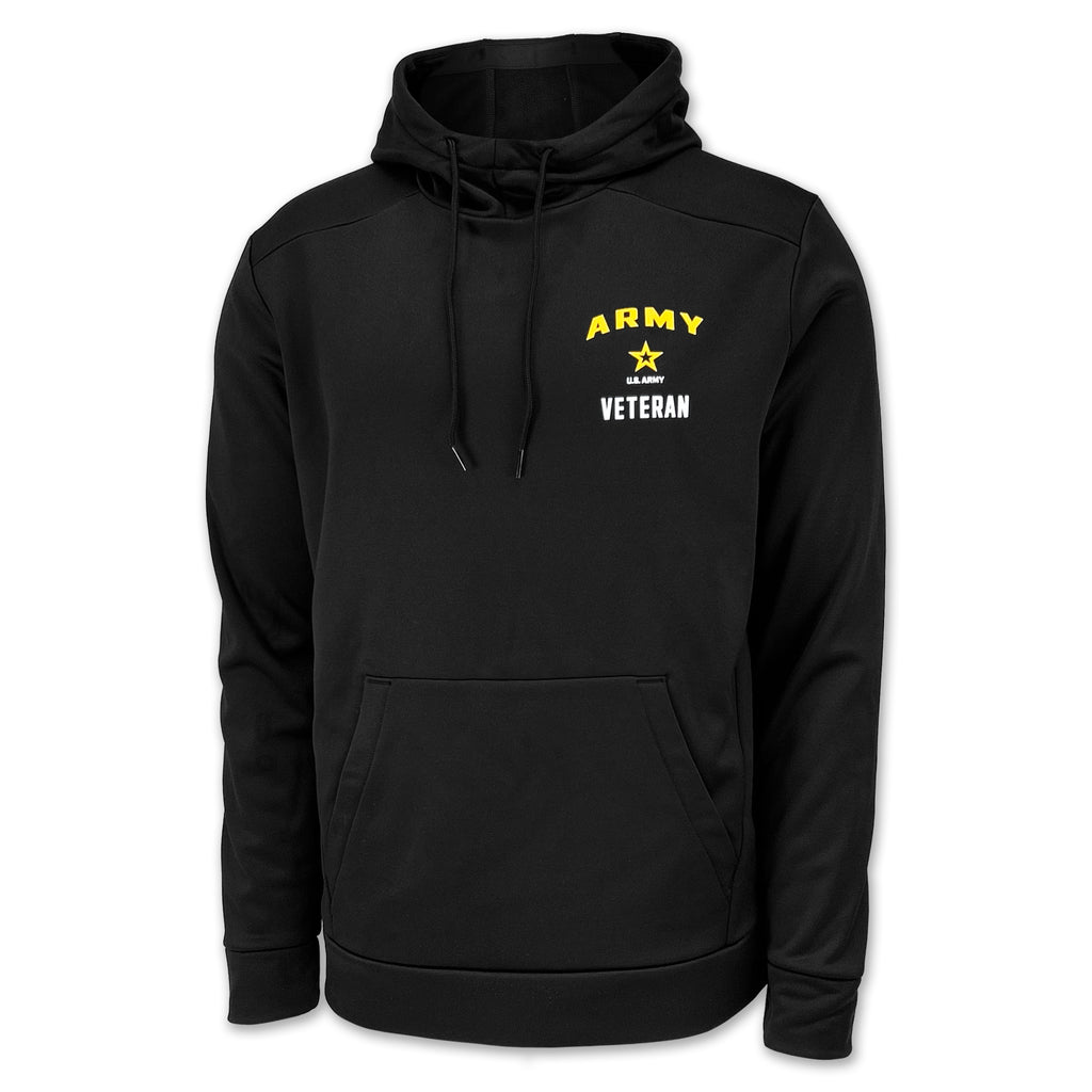 Army Under Armour Left Chest Star Veteran Armour Fleece Hood (Black)