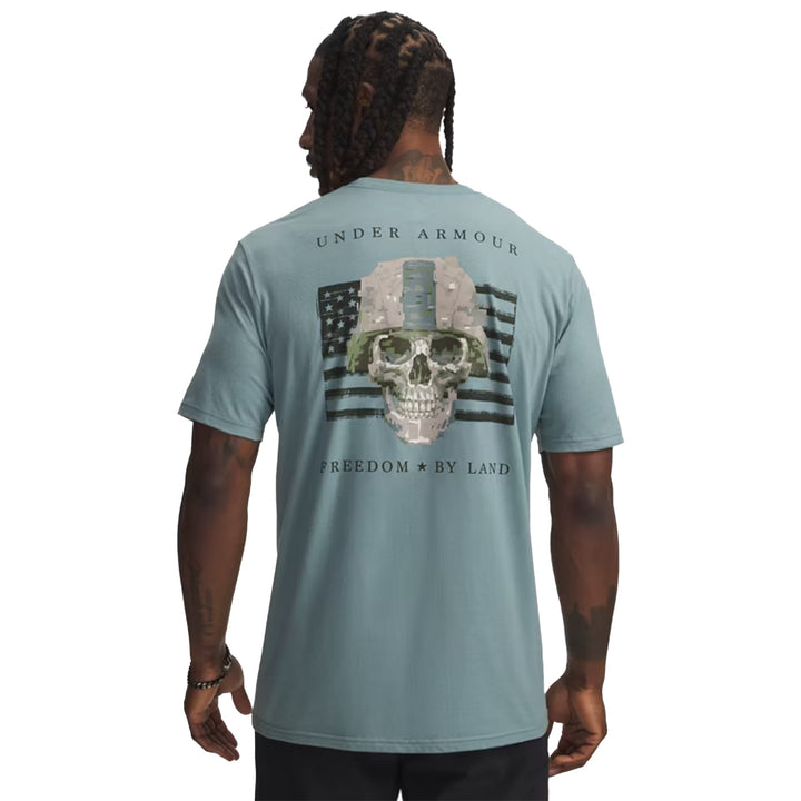 Army Under Armour Freedom By Land Skull T-Shirt (Green)
