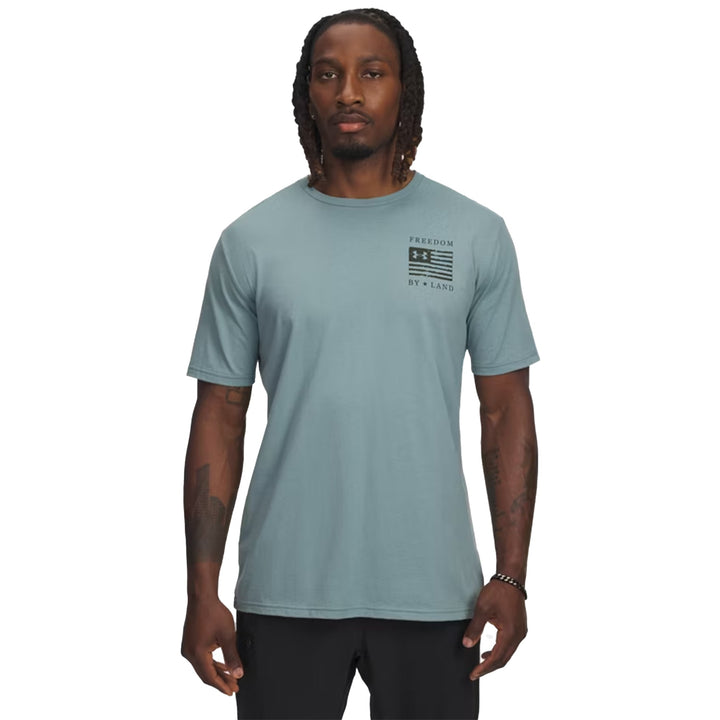 Army Under Armour Freedom By Land Skull T-Shirt (Green)