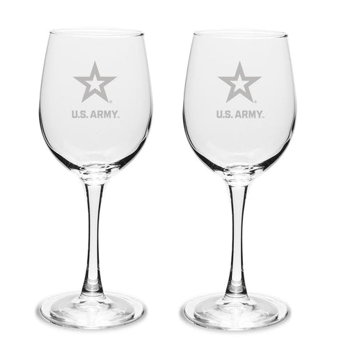Army Star Set of Two 12oz Wine Glasses with Stem