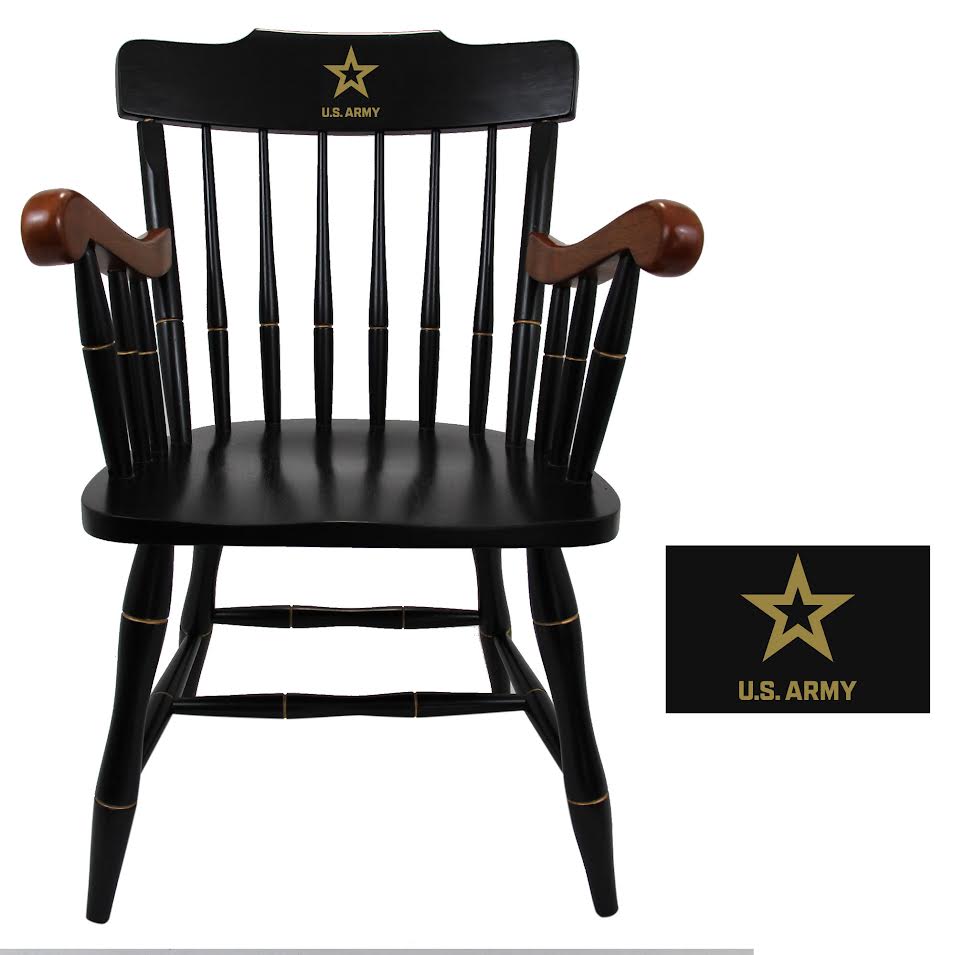 Army Star Wooden Captain Chair (Black with Cherry Arms)