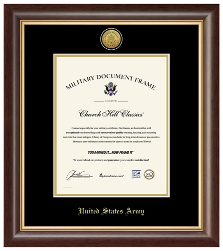 United States Army Gold Engraved Hampshire Certificate Frame (Vertical)