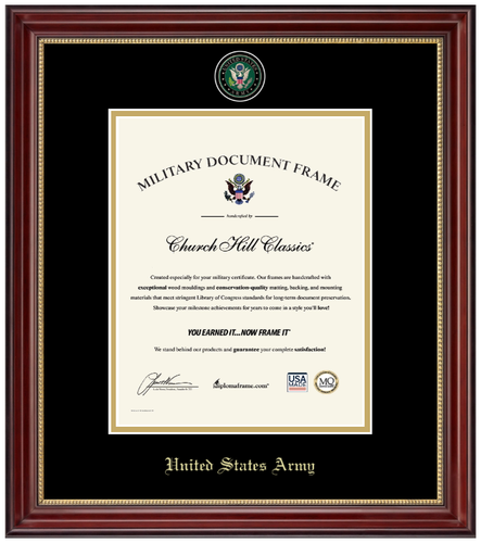 United States Army Masterpiece Medallion Certificate Frame (Vertical)