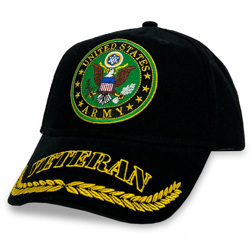 Army Veteran Wreath Hat (Black)