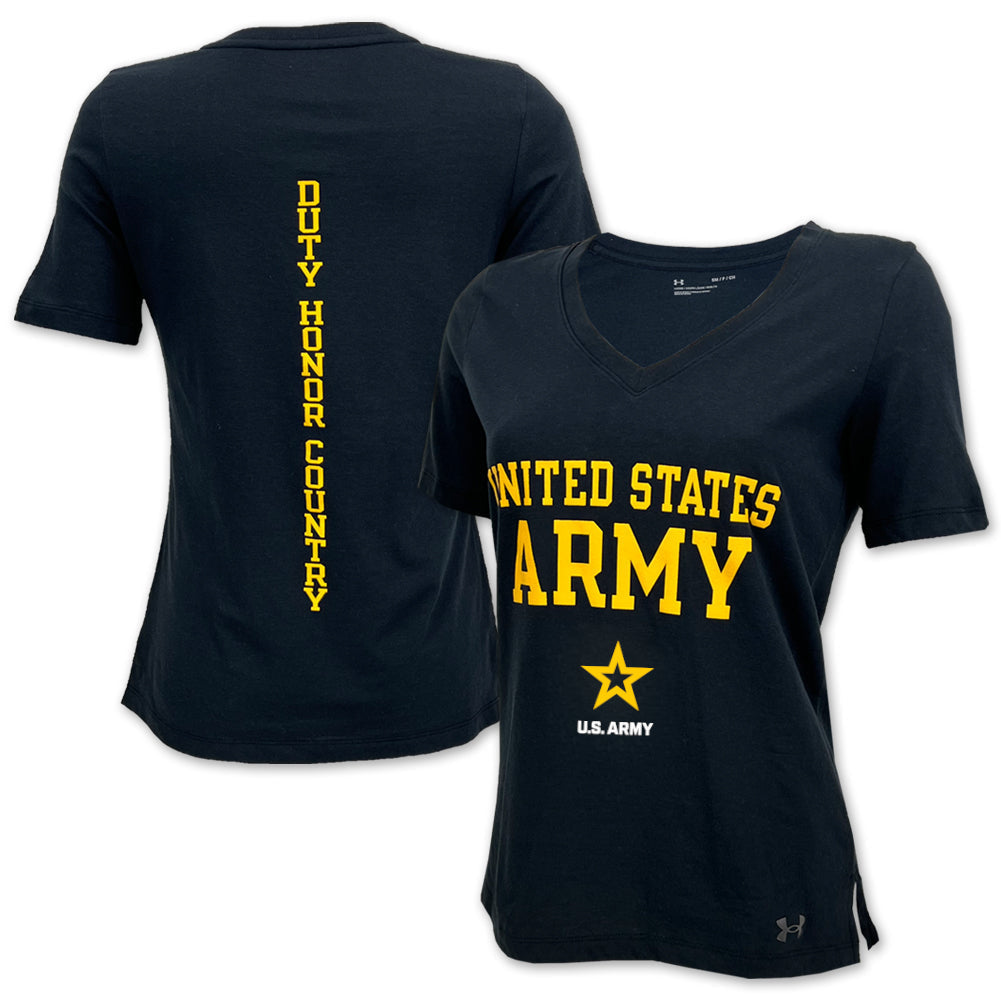 United States Army Ladies Under Armour Performance Cotton T-Shirt (Black)