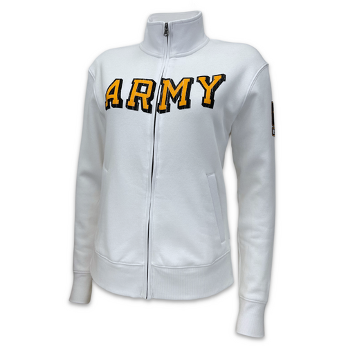 Army Ladies Under Armour Distressed Fleece Full Zip (White)