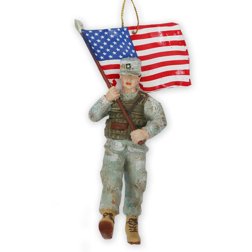 Army Soldier With Flag Ornament